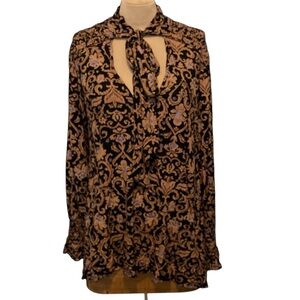 Free People‎ Printed Bridget Tunic with Puff Sleeves and Handkerchief Hem